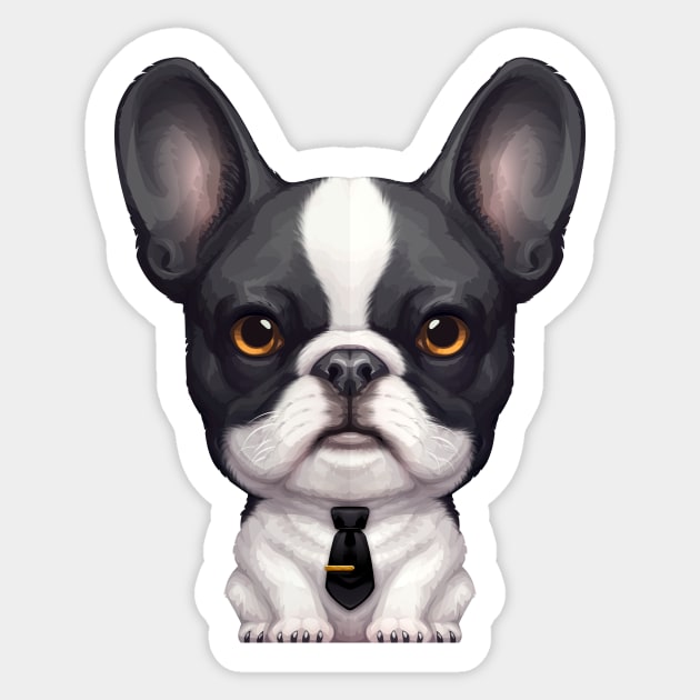 Brindle Pied French Bulldog Wearing a Tie Sticker by stonemask